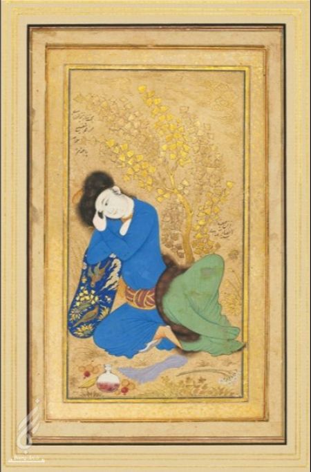 نقاشی جوان نشسته از<b><b><b><b><b><b> رضا عباسی </b></b></b></b></b></b>